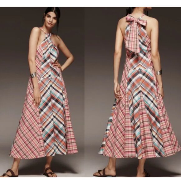 Anthropologie Pilcro Patchwork Halter Midi Dress NWT Small - Picture 1 of 11
